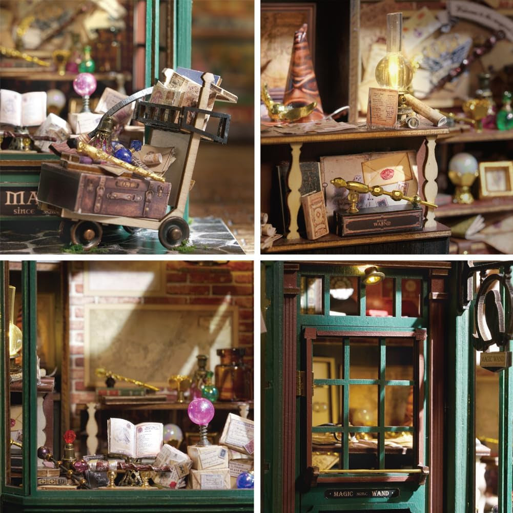 Magic Shop Dollhouse med dammskydd DIY Miniatyr Dollhouse Furniture Kit 1:24 Kreativ gåva för barn Tonåringar Födelsedagspresent