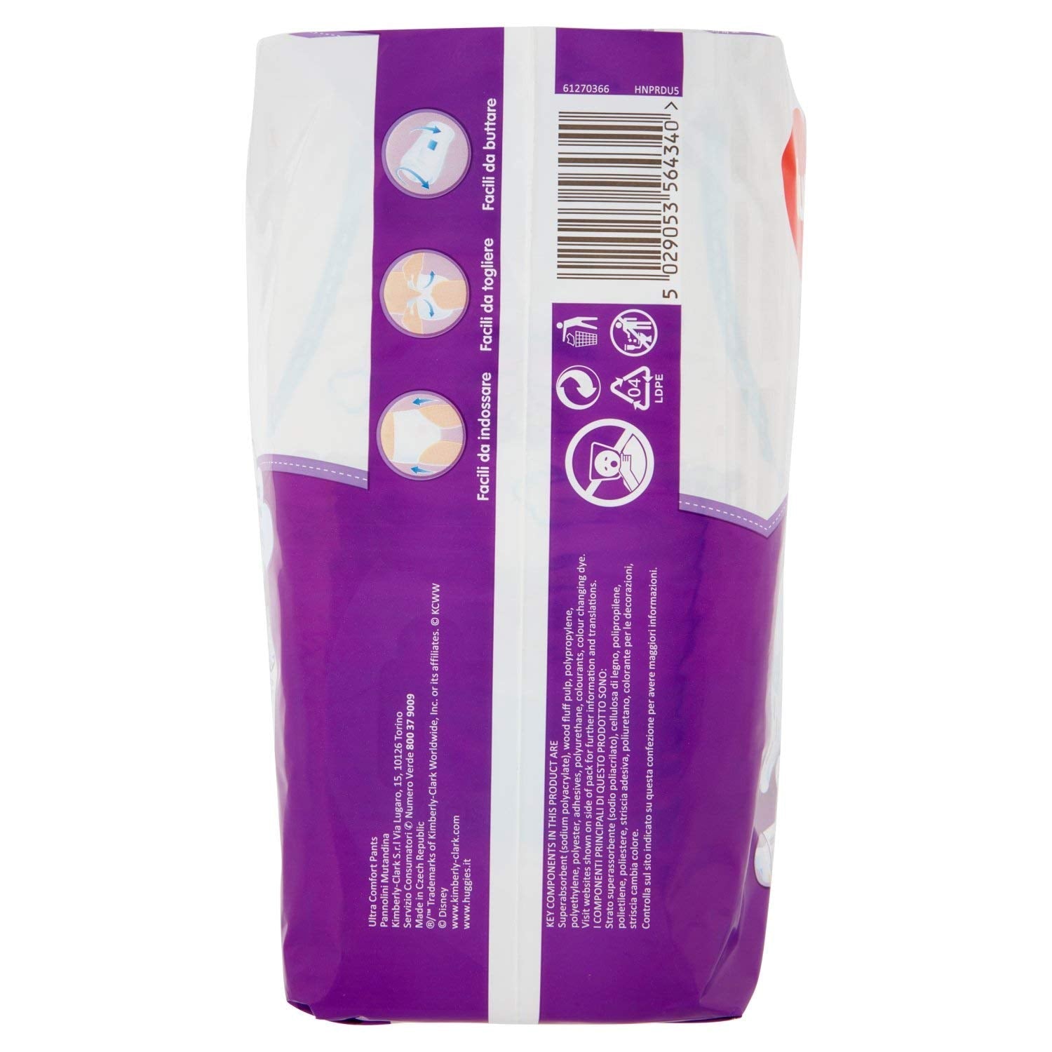 Huggies PANNOLINI Mutandina engångsblöja, pojkar/flickor, 12 kg, 17 kg, flerfärgad, 14 delar (S)