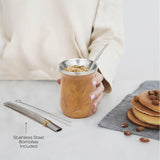 Yerba Mate balibetov teservis (Mate kopp) tillverkad av rostfritt stål med bombilla (halm) för mate, Lätt att rengöra och mycket hållbart Yerba Mate set (WOOD)
