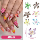 50 Stück 3D Blume Nail Charms Set, Bunte Nageldesign Zubehör, Nägel Charms Och Nagel Art Charms, Perfekt Für Nailart, Maniküre Dekoration Och DIY Nageldesign