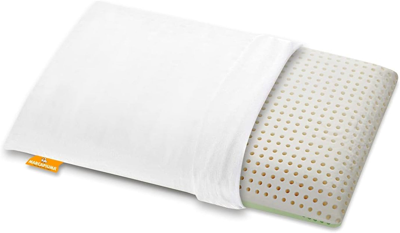 Ortopedisk nackstödskudde - Ekologisk Aloe - Aloe Vera Viskoelastisk kudde 14 cm Höjd 100 % bomullsöverdrag Visco-kudde - Memory Foam-kudde - Tillverkad i Italien Naty Shop Standardkuddar