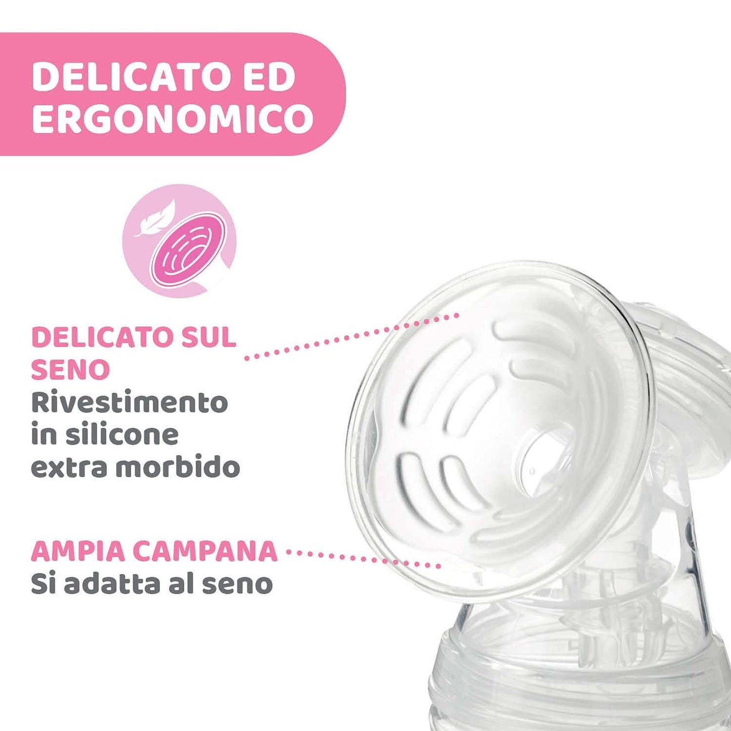 Chicco elektrisk bröstpump med stimulerings- och extraktionsfaser, 10 intensitetsnivåer, bekväm och snabb, ergonomisk form, med lutande spene och tätt lock, vit, 150 ml Tillbehör Mat och amning Bebe Naty Shop