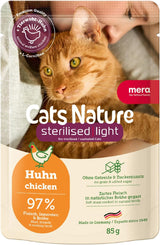 MERA Cats Nature Wet Sterilized/Light Chicken Food 12x85g | För steriliserade/kastrerade katter | Socker- och spannmålsfri | Båtfoder med låg fetthalt och hög kötthalt