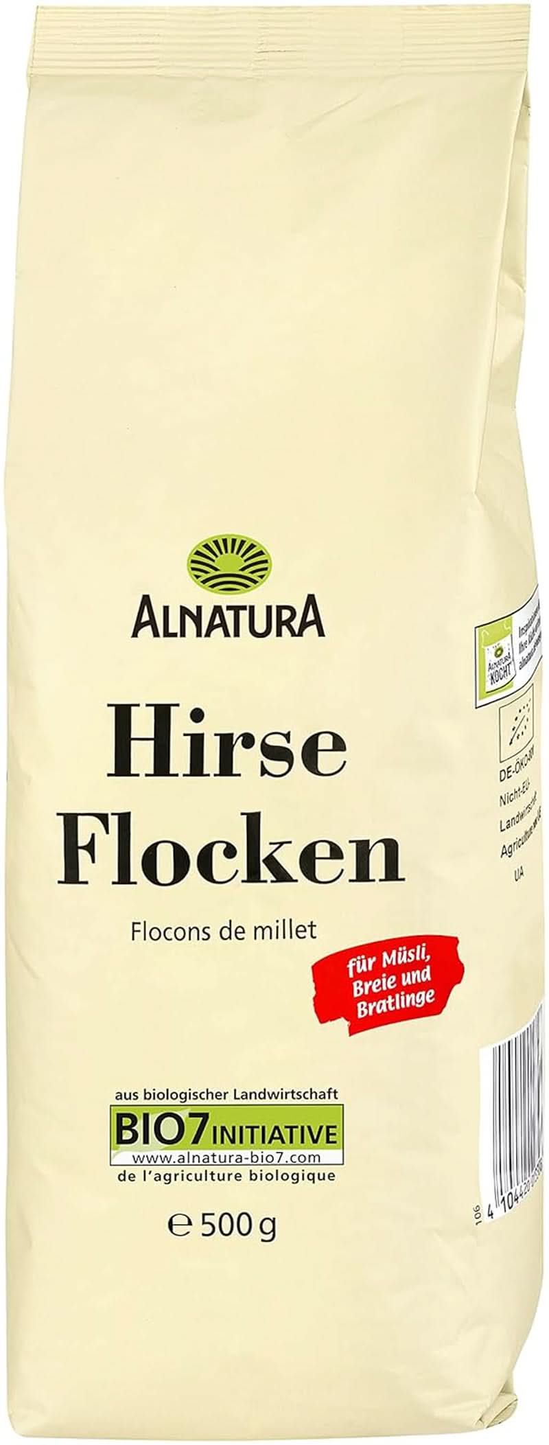 Ekologiska hirsflingor, 500 gram Cereale Naty Shop