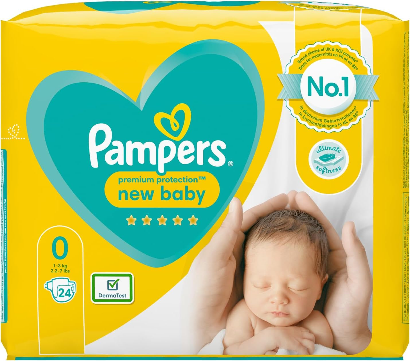 Pampers blöjor för bebis storlek 0 (1,5-2,5 kg) premiumskydd, 24 delar, komfort och skydd Pampers Softest
