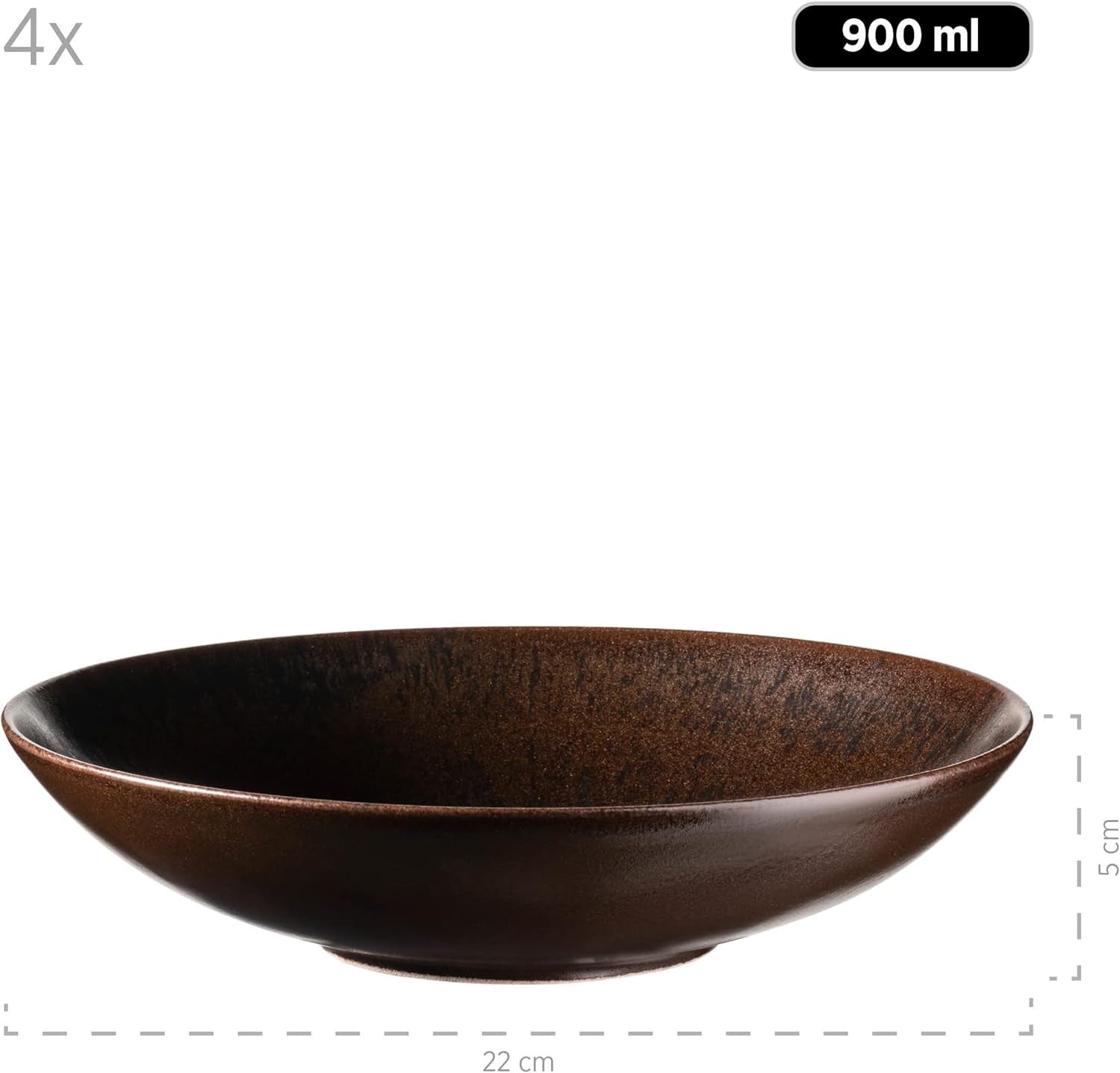 MÄSER Bronze Metallic 12-delad bordsservering för 4 med elegant och blank glasyr mattallrik set med mattallrik, mattallrik och desserttallrik i högkvalitativ keramik, stengods, brun
