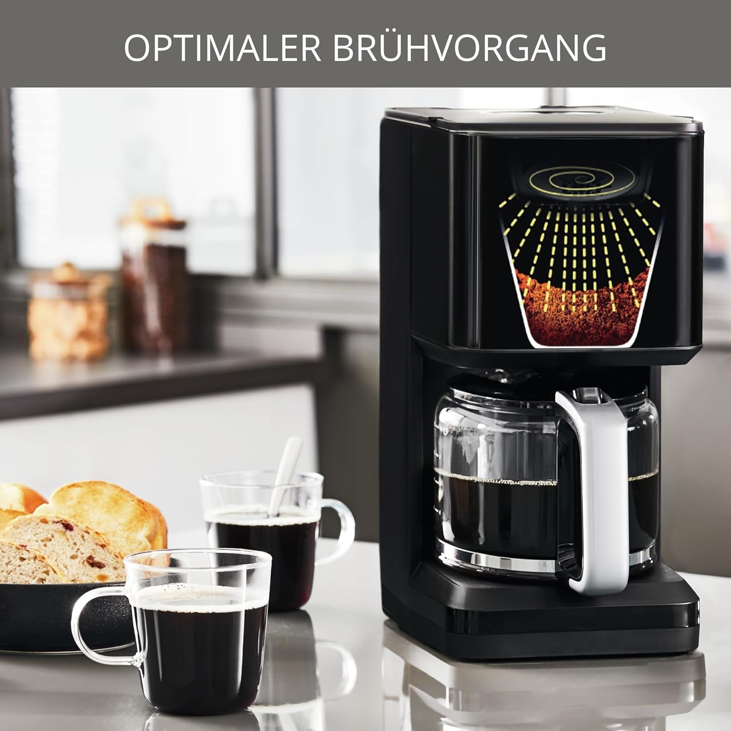 Krups Smart'n Light kaffemaskin med timer, för 1,25 liter filterkaffe, varmhållningsfunktion, automatisk avstängning, svart, KM600810