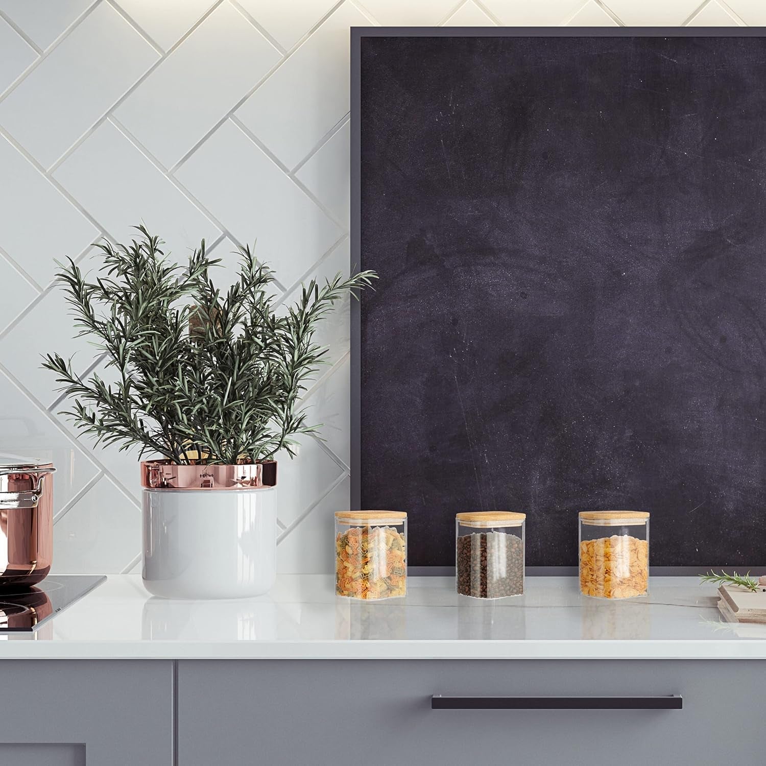 Relaxdays förvaringsburkar med bambulock Set med 3 fyrkantiga glasburkar 900 ml läckagesäkra klara/naturliga matförvaringslådor Naty Shop