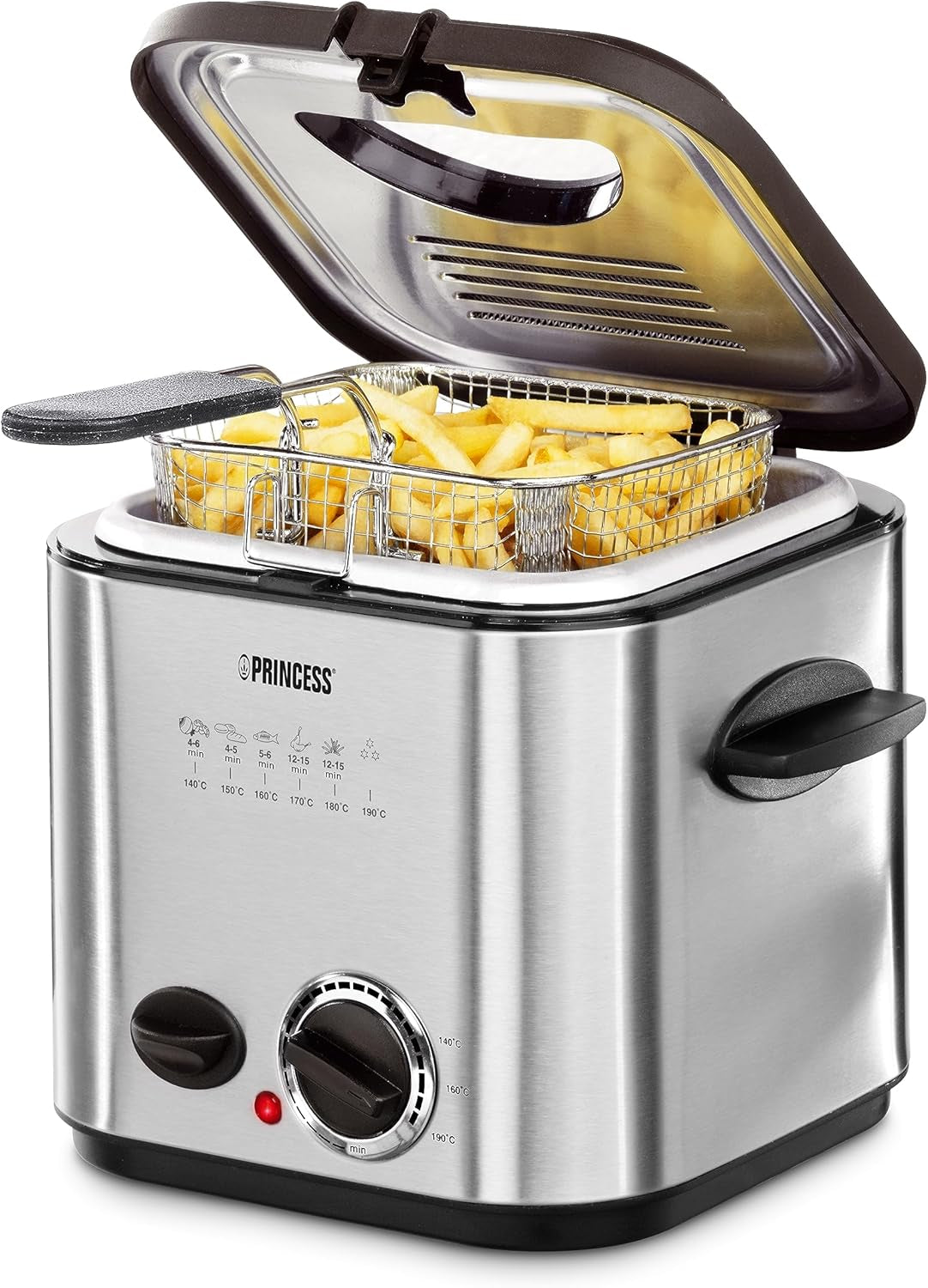 Princess 182611 Mini Fondue Fritös - Snabbuppvärmning - Luktfilter - 1,2 liters kapacitet, Silver Hushållsapparater Naty Shop Standardtitel