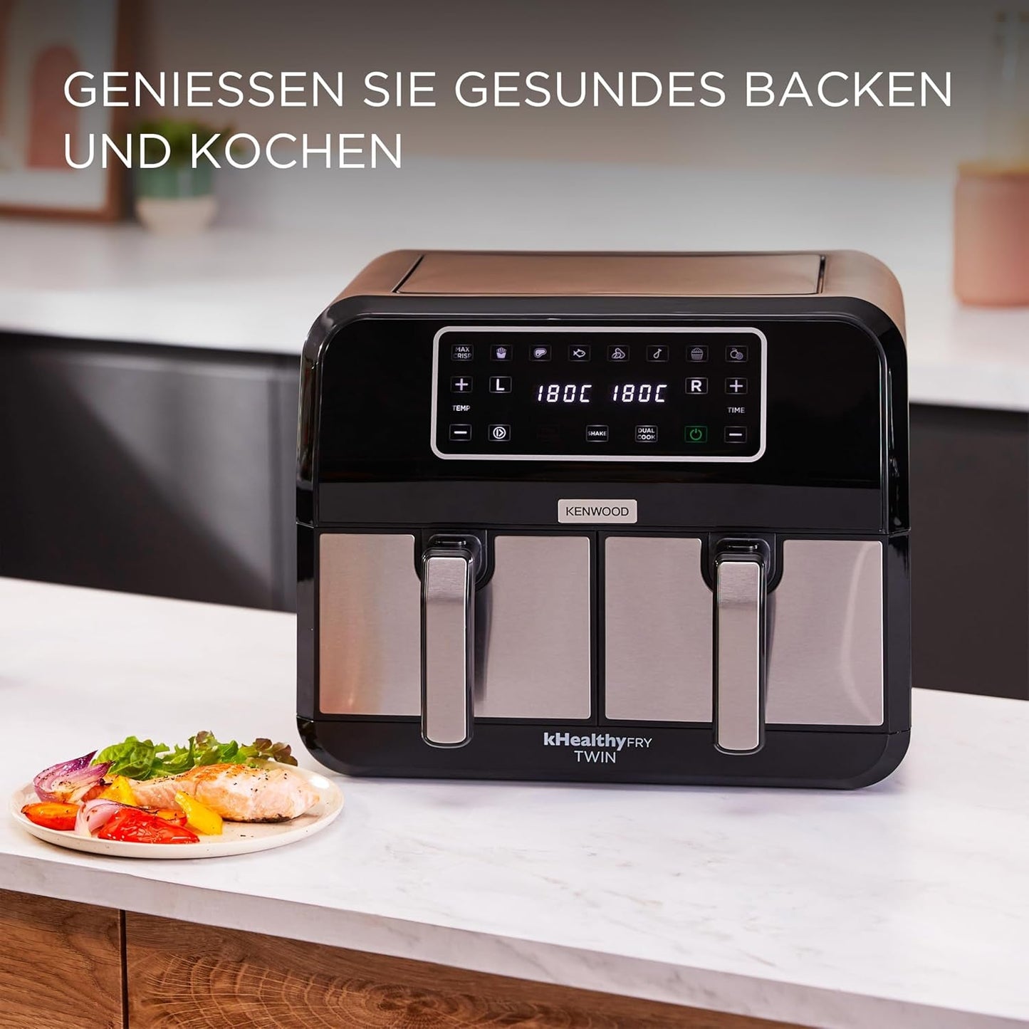 Kenwood Khealthy Twin Airfryer, 8L (2X4L), dubbelkammare, 8 program, Dual Cook & Sync Finish-funktion, pekskärm Vitvaror Naty Shop