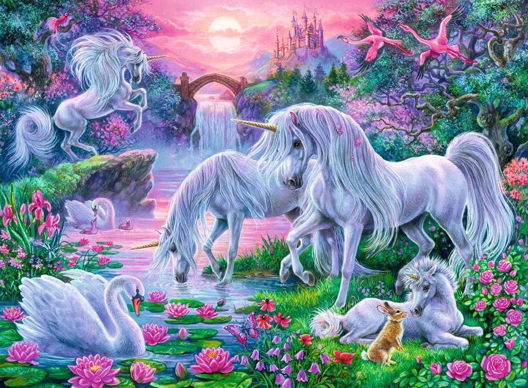 Ravensburger pussel för barn - 10021 Einhörörner Im Abendrot - Fantasy pussel för barn över 7 år, med 150 bitar i XXL-format Puzzle Naty Shop