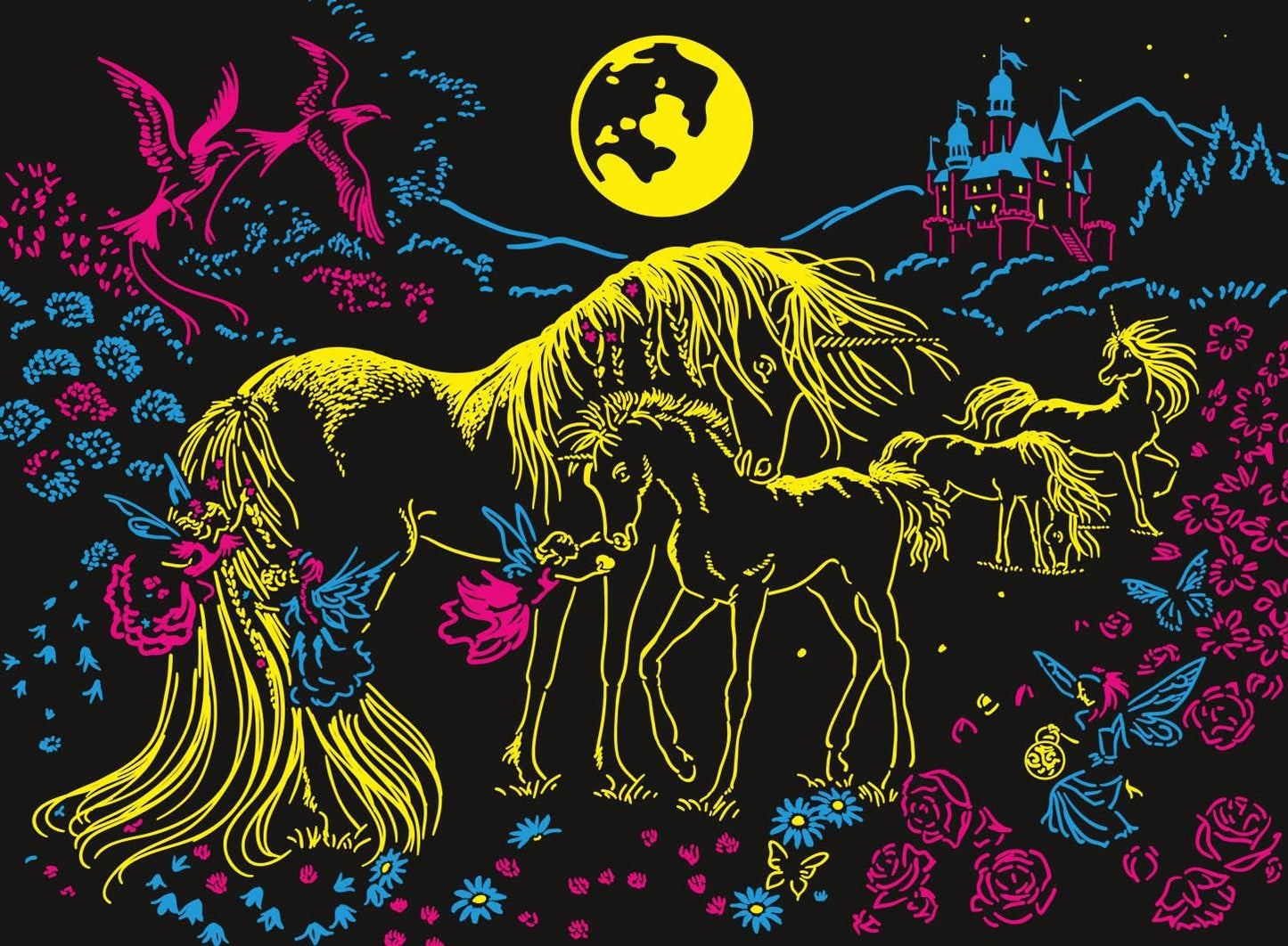 Ravensburger pussel för barn - 13670 Unicorns in the Moonlight - Unicorn light pussel för barn 6+ 100 bitar i XXL-format, lyser i mörkret Puzzle Naty Shop