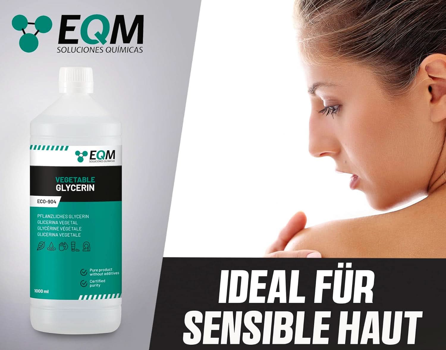 Vegetabilisk glycerin, 100 % naturlig, naturlig fuktighetskräm för hår och hud, idealisk för tvål, schampon, krämer, 1 liter dusch och bad Naty Shop