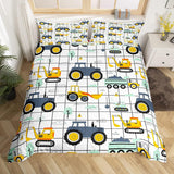 Jungen Cartoon Auto Bedtuchen Set 135X200,Kinder Bau Fahrzeuge Tröster Abdeckung Für Kind Kleinkind Teens,Dinosaurier Bettbezug,Traktor Maschinerie Bagger Bettdecke Abdeckung,Lkw Autos Bedtuchen Naty Shop Multi 13 200*200+80*80*80*
