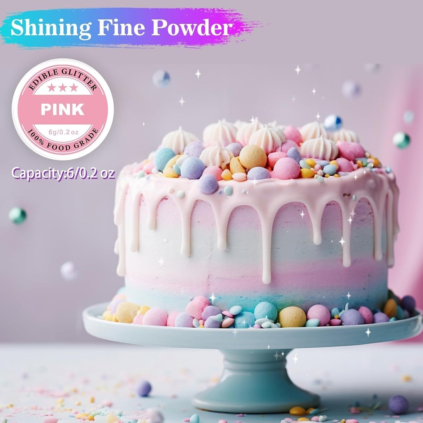 Ätbart glitter - 6G matfärgningspulver för choklad, jordgubbar, muffins, kakor, fondant (guld)