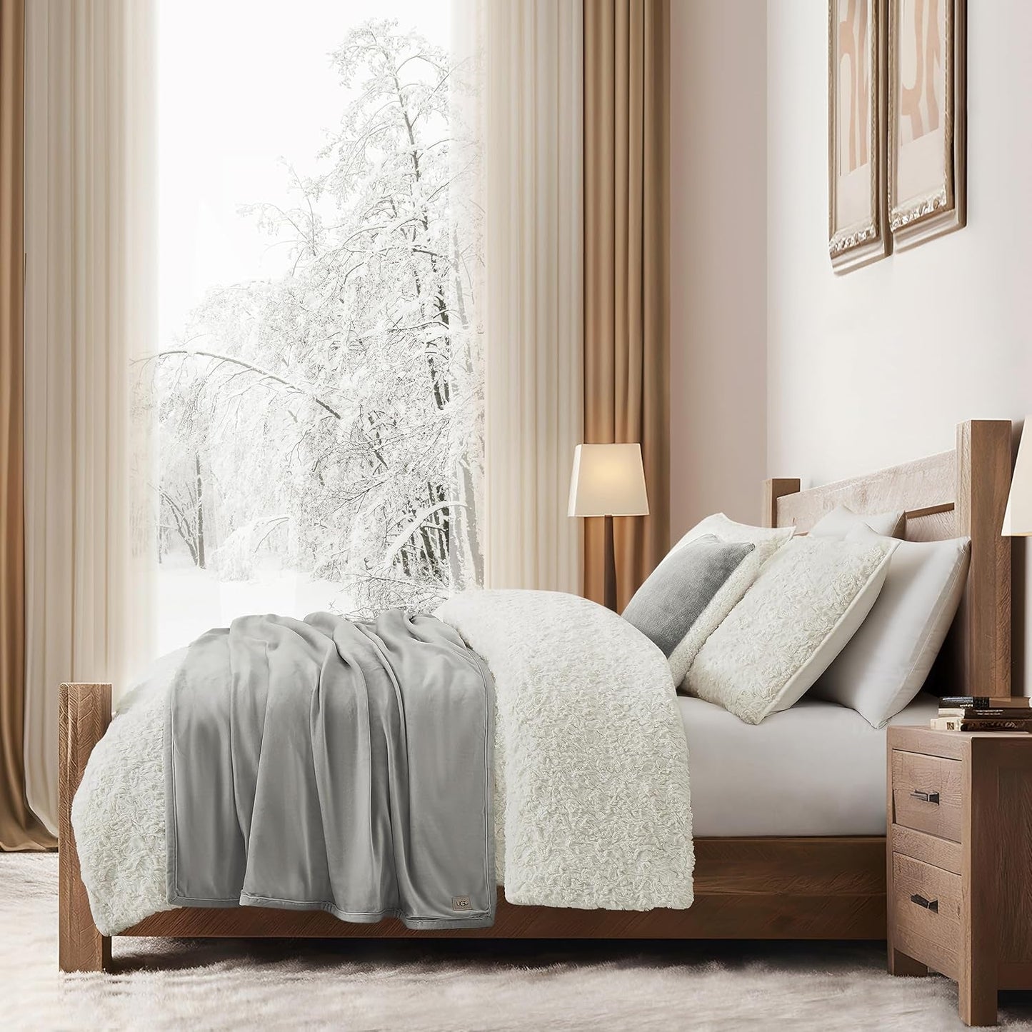 UGG 01465 Bliss Sherpa Slängfilt Helt vändbar för soffa eller säng Kan tvättas i maskin Lättskött Mjuk plysch Överdimensionerade lyxfiltar 178 X 127 cm Seal Naty Shop Täcken & täcken