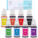 Matfärgning 8x10 ml - Högkoncentrerad flytande matfärgningssats för bakning, kakor, kakor, frosting, macarons, fondant - Livlig matfärg för gör-det-själv-tvålar, slime, hantverk
