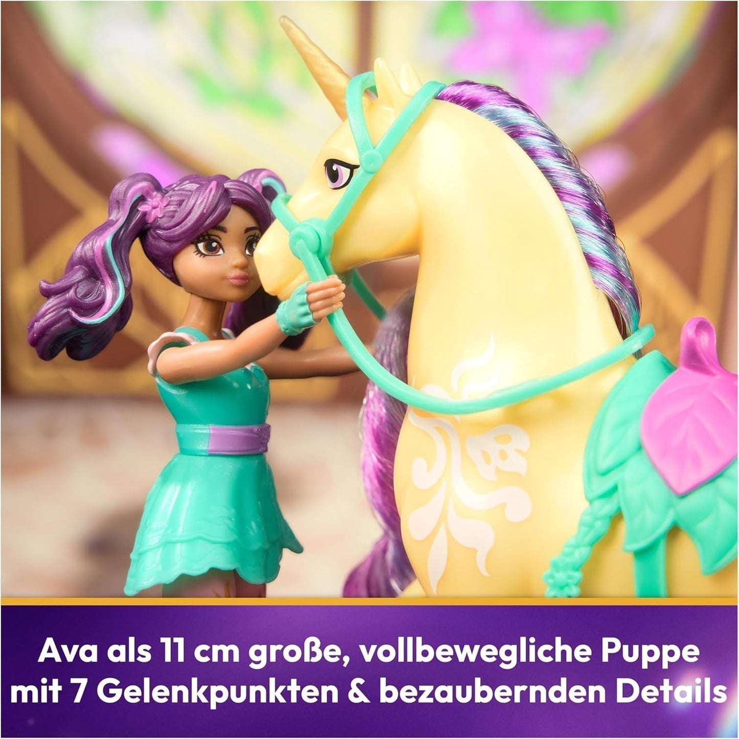 Unicorn Academy AVA och Unicorn Leaf Set - Originalfigurer ca 12 cm höga från den populära Netflix-serien Med två tillbehör och hårborstar För fantasifullt rollspel, för barn från 4 år och uppåt Actionfigurer Naty Shop