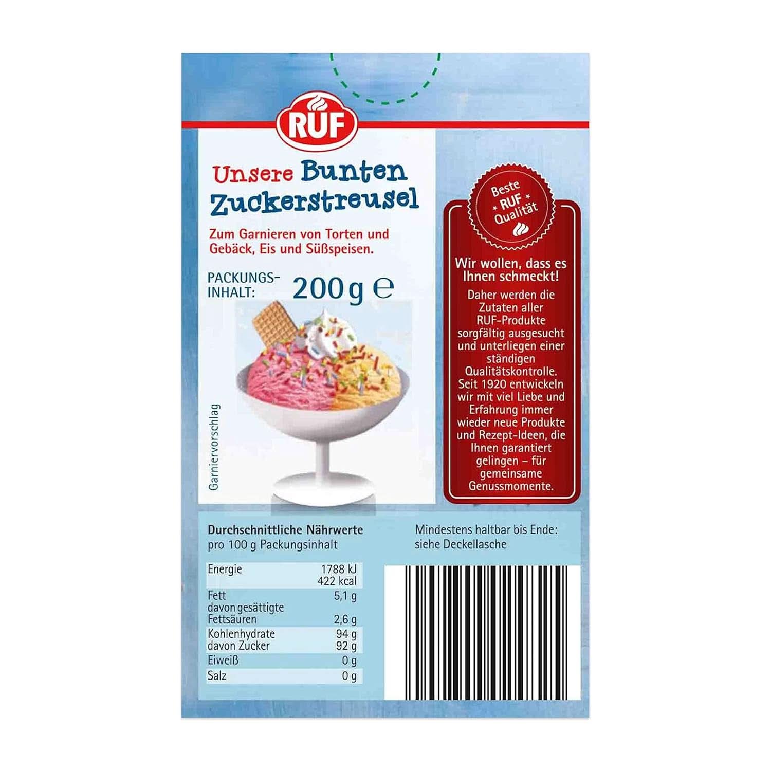 RUF, regnbågsfärgade sockerströssel, 200 gram Sprinkles Naty Shop
