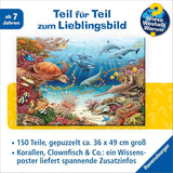 Ravensburger barnpussel 13411 - Havsdjur på korallrevet - Varför? Varför? Varför? Pussel 150 bitar XXL + kunskapsaffisch, för barn från 7 år Puzzle Naty Shop