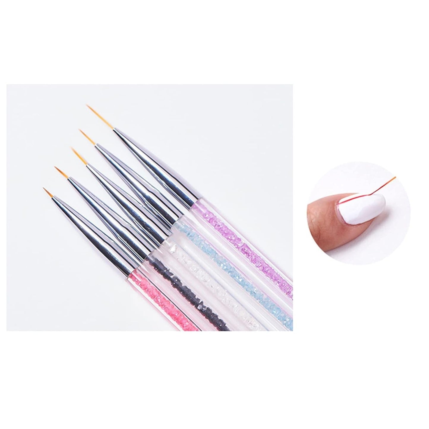 5 Stück Nagel Pinsel Set, Nageldesign Pinsel, Nail Art Dotting Tools, Dual-Ended Professional Acryl Nail Art Pen för DIY Nail Art Design
