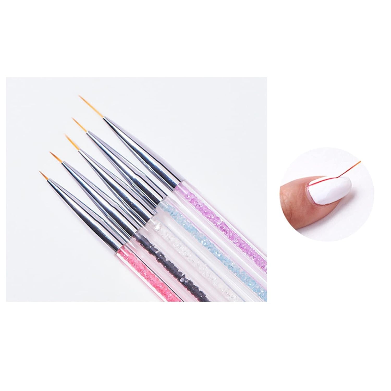 5 Stück Nagel Pinsel Set, Nageldesign Pinsel, Nail Art Dotting Tools, Dual-Ended Professional Acryl Nail Art Pen för DIY Nail Art Design