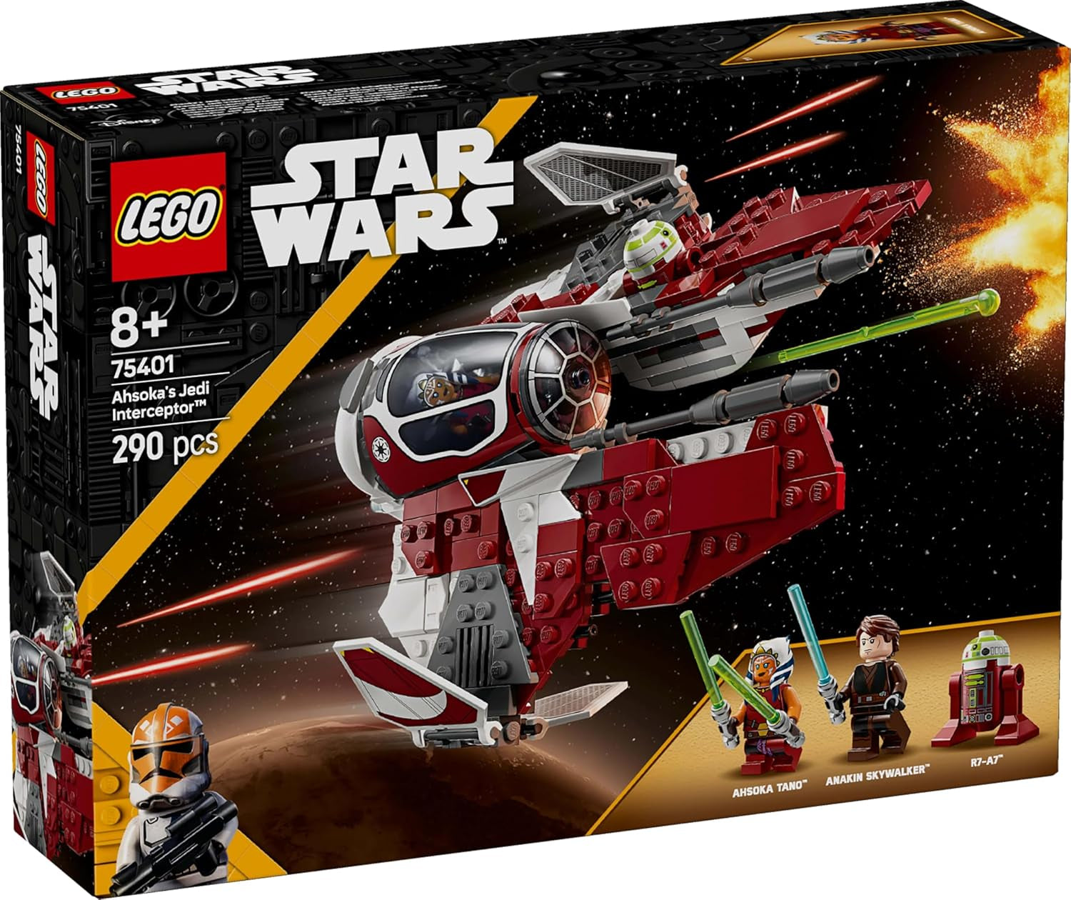 LEGO Star Wars 75401 Ahsokas Jedi Interceptor, Starfighter för Clone Wars-fans, Ahsoka Tano & Anakin Skywalker-minifigurer med ljussabel och R7-A7, för pojkar och flickor från 8 år och uppåt Byggset Beuche den LEGO-Store