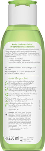 Lavera, Uppfriskande duschgel med organisk lime, 250 ml Dusch och bad Naty Shop