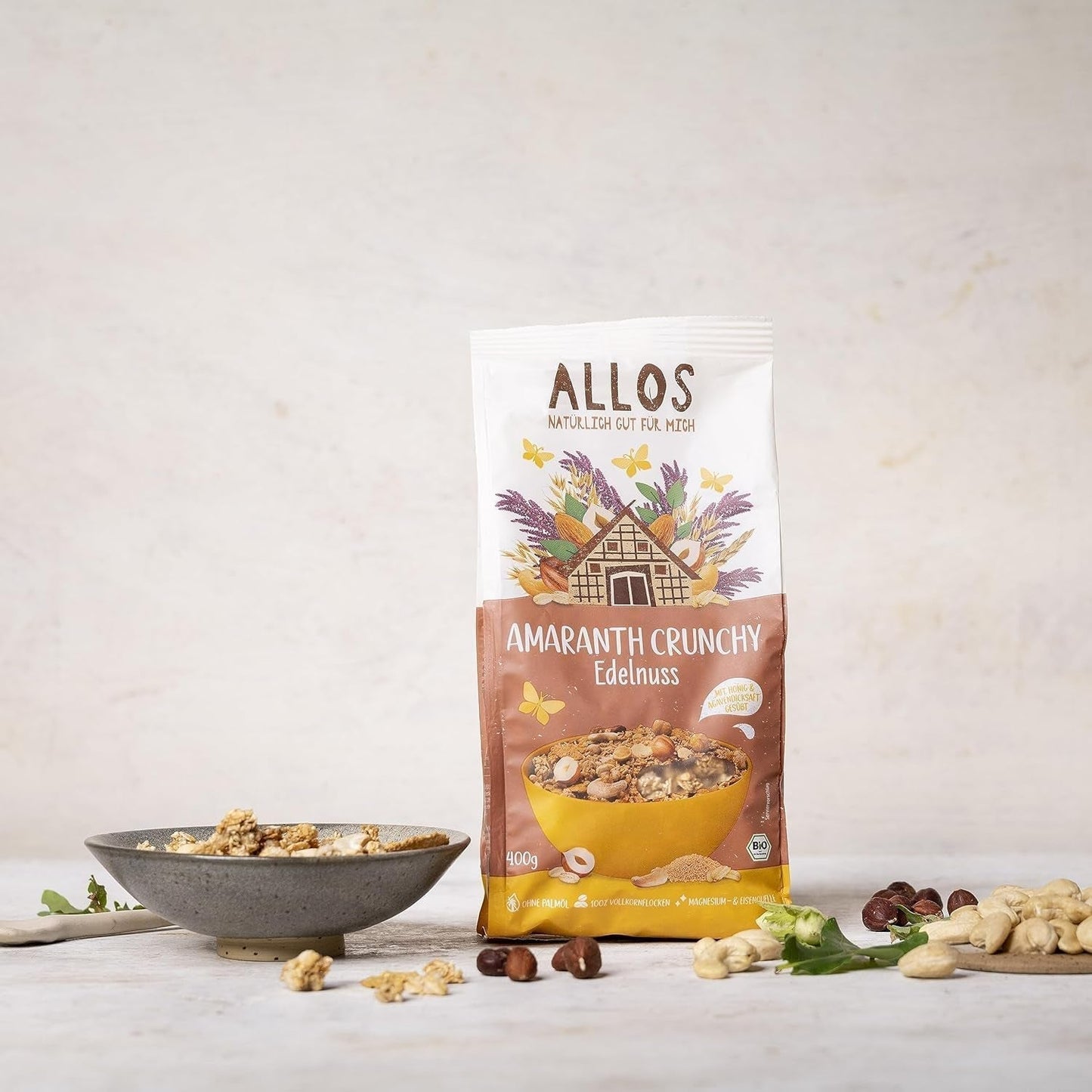 ALLOS Amaranth Crunchy Nobleuss | Ekologisk müsli Nut Oats Cereal för den lilla Cereal Naty Shop