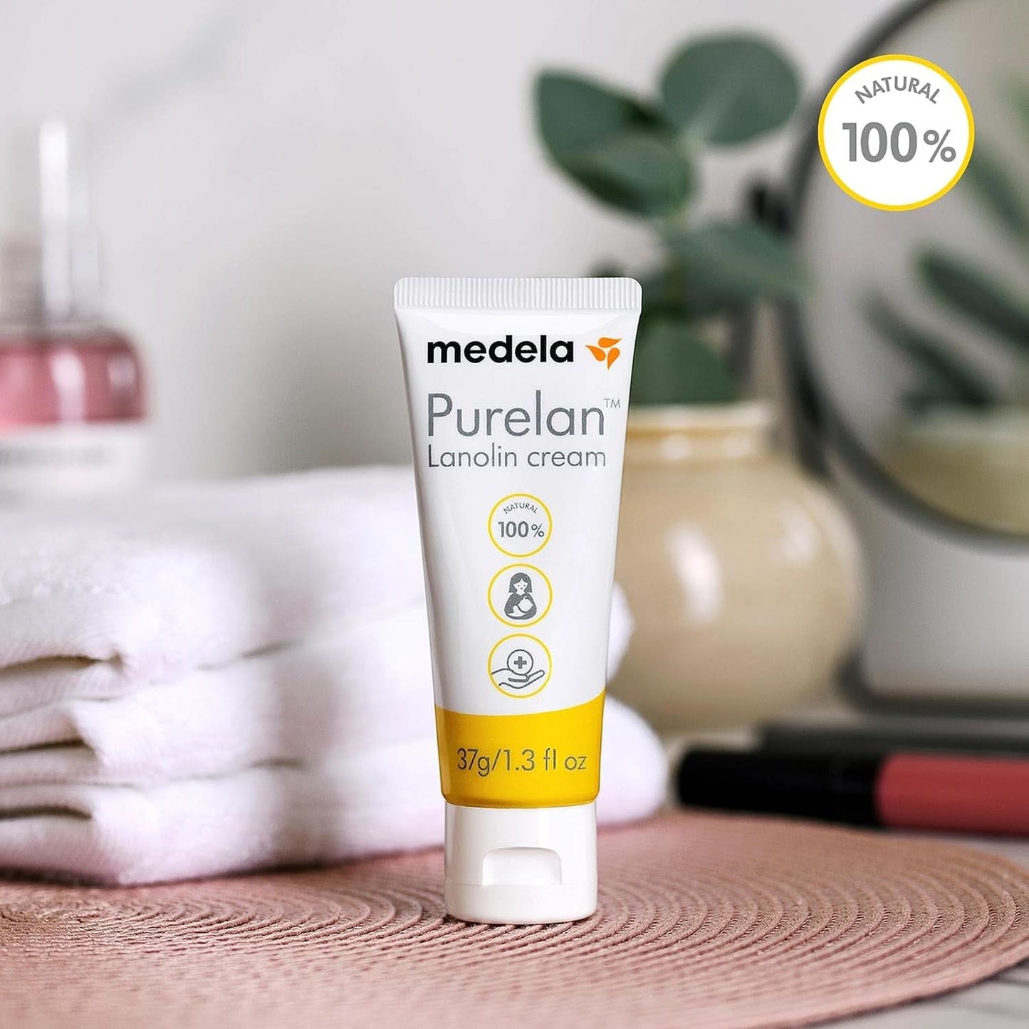 Medela Purelan 37G Lanolin Nipple Cream - kräm för ömma bröstvårtor och torr hud, 100 % naturliga, allergivänliga Tillbehör Mat och amning Bebe Naty Shop