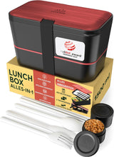 Umami Lunchbox för vuxna, 4 bestick och fack Läcksäker staplingsbar Bento-låda, vuxenlunchbox, To-go-salladsbehållare, picknick-/skrivbordslunchbox, kolgrå, 1500 ml Naty Shop Matförvaringslådor svart rosenträ L - 1500 ml staplingsbar inuti varandra