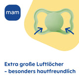 MAM Air Silikonnappar 2-pack Extra lätt och luftig design Tandvänlig bebisnapp Tillverkad av MAM SkinSoft Special Silikon med Napplåda 6-16 Månader Bear/Rhino