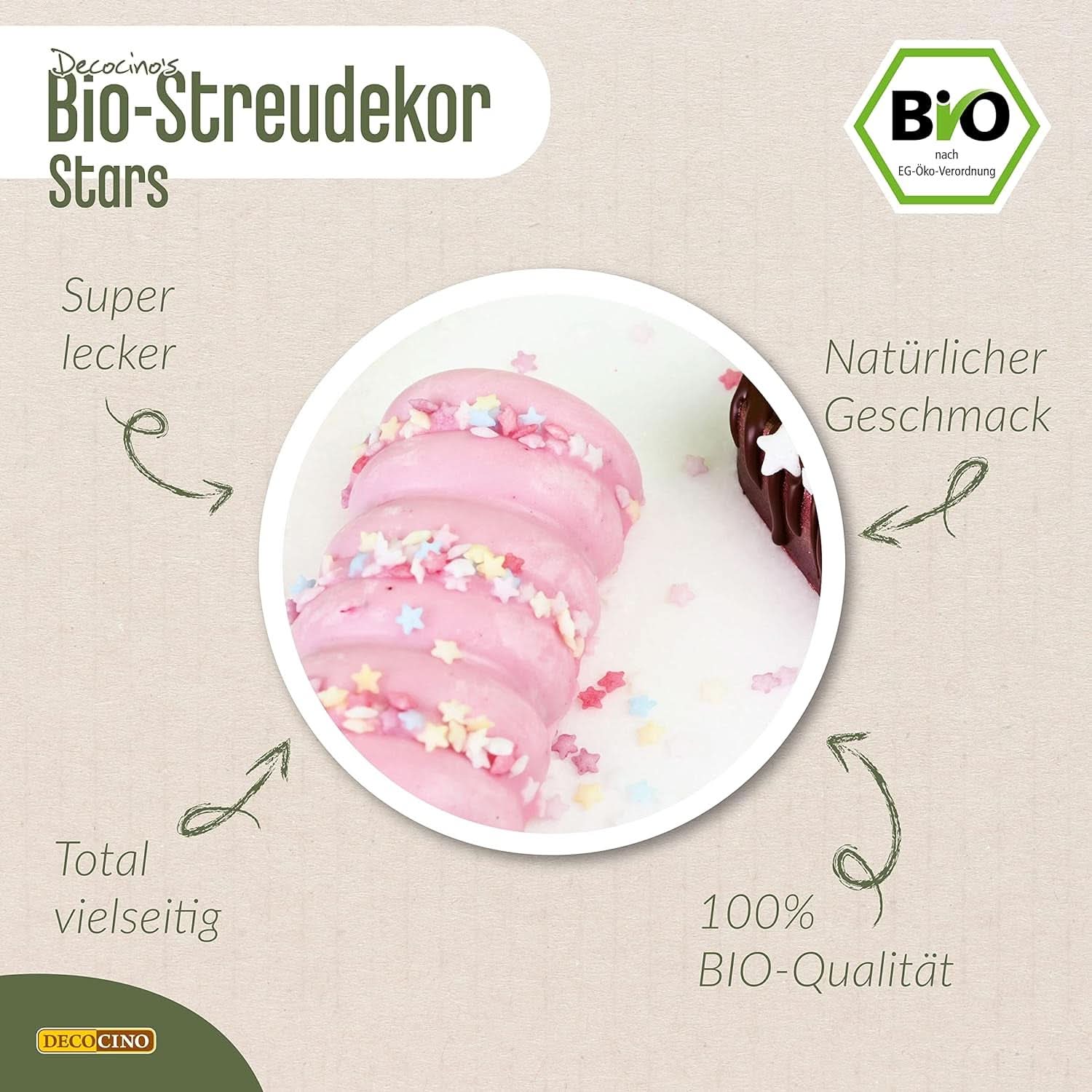 DECOCINO Organic Sprinkle Stars, 50 gram Sprinkles Naty Shop