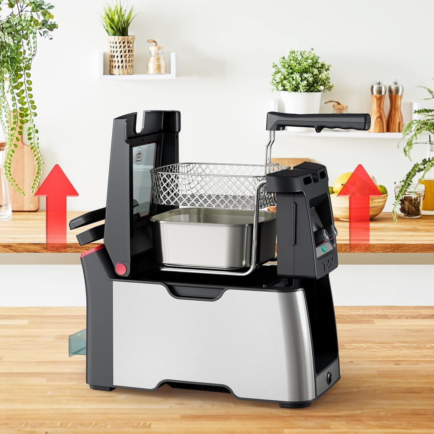 Tefal FR600D Clear Duo fritös, fritering med mindre rök och lukt, kapacitet 1,2 kg, termostat, timer, stort visningsfönster utan imma Hushållsapparater Naty Shop