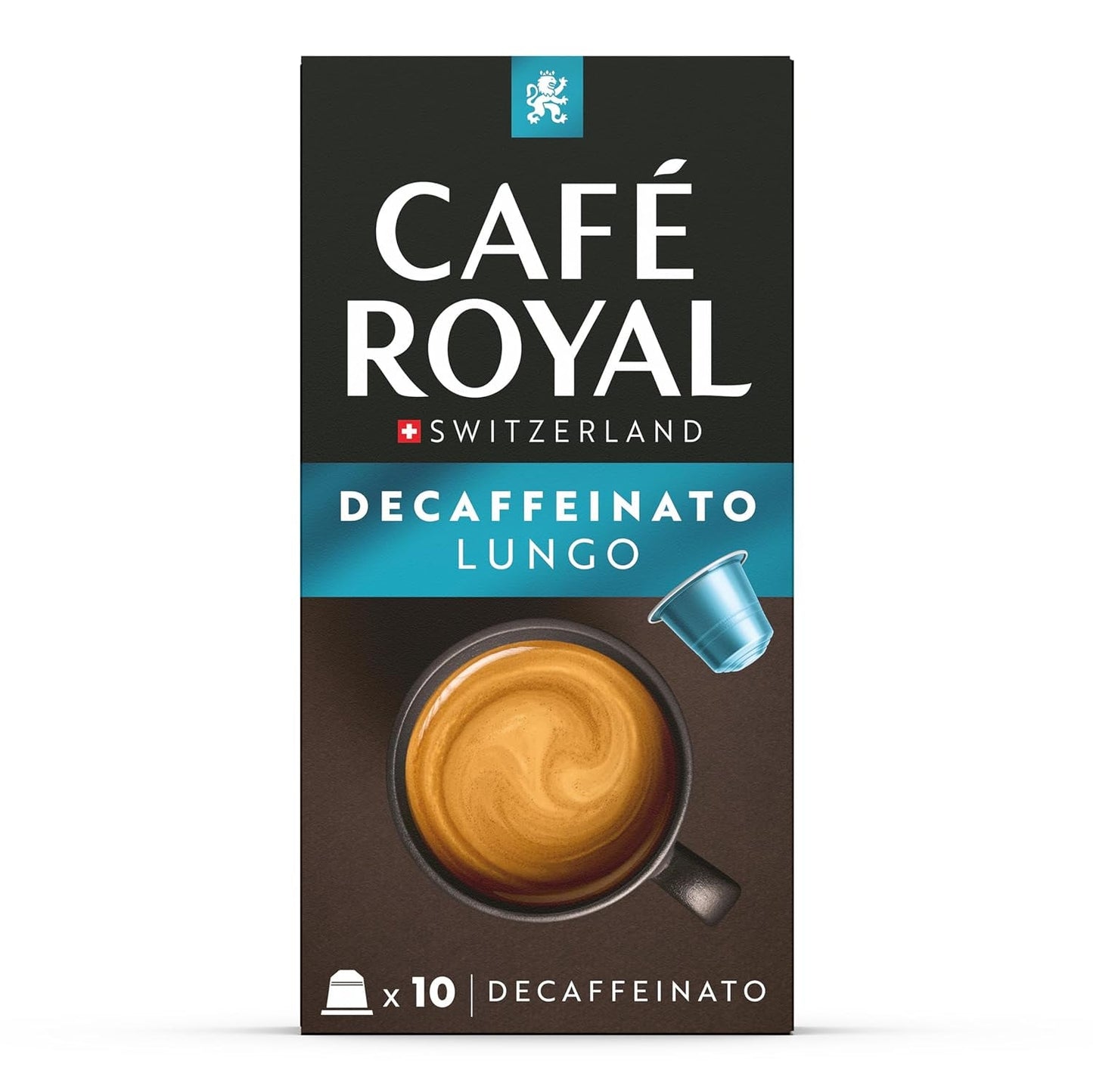 Café Royal Lungo Decaffeinato – Nespresso®-kompatibla kaffekapslar, 100 % Arabica, Intensität 5/12, Rainforest Alliance, koffeinfri, 100 kapslar