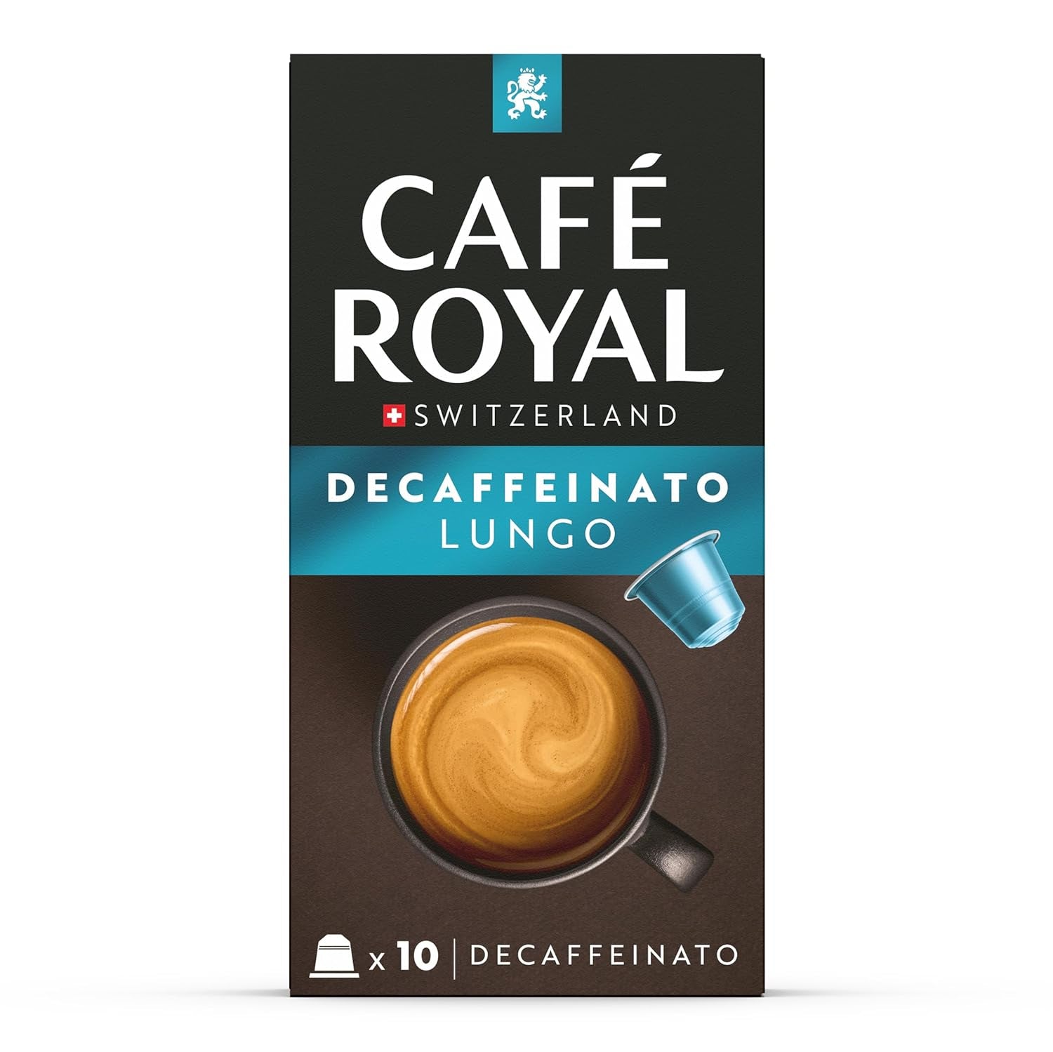 Café Royal Lungo Decaffeinato – Nespresso®-kompatibla kaffekapslar, 100 % Arabica, Intensität 5/12, Rainforest Alliance, koffeinfri, 100 kapslar