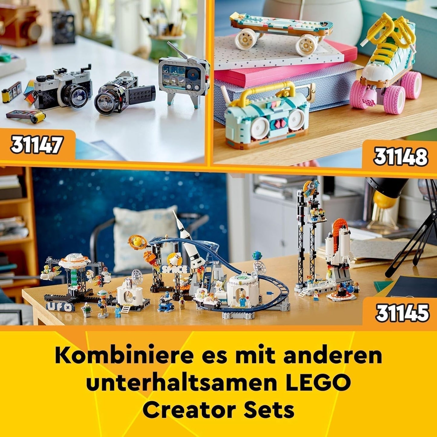 LEGO Creator 3In1 rymdastronautleksak, hund- och rymdskeppsmodellsats för barn, dagisdekorationer, kreativ present för pojkar och flickor 9 år gamla 31152 Byggset Besuche den LEGO-Store