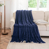 Kono Sherpa fleece filt, 150 X 200 Cm, Mjuk, Mysig, Fluffig, Vändbar, Mikrofiber, fasta filtar för säng, soffa, soffa (marinblå, dubbel/dubbel) Sängar och filtar Besuche den KONO-Store