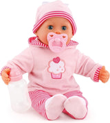 First Words Docka med sömniga ögon talar 24 babyljud med docka och flaska 38 cm Rosa/Ränder Naty Shop Single Dolls