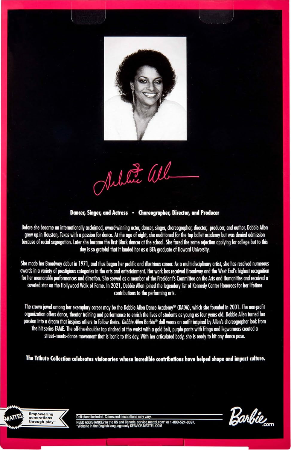 Barbie Signature Debbie Allen Tribute Collection Doll i off Shoulder-topp, guldbälte och lila fransbyxor och leggings, JBJ24