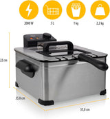 Tristar Fritös, 1 stor korg och 2 små korgar, justerbar termostat, kylzon, 5 liter, 2000 W, FR-6949 Vitvaror Naty Shop
