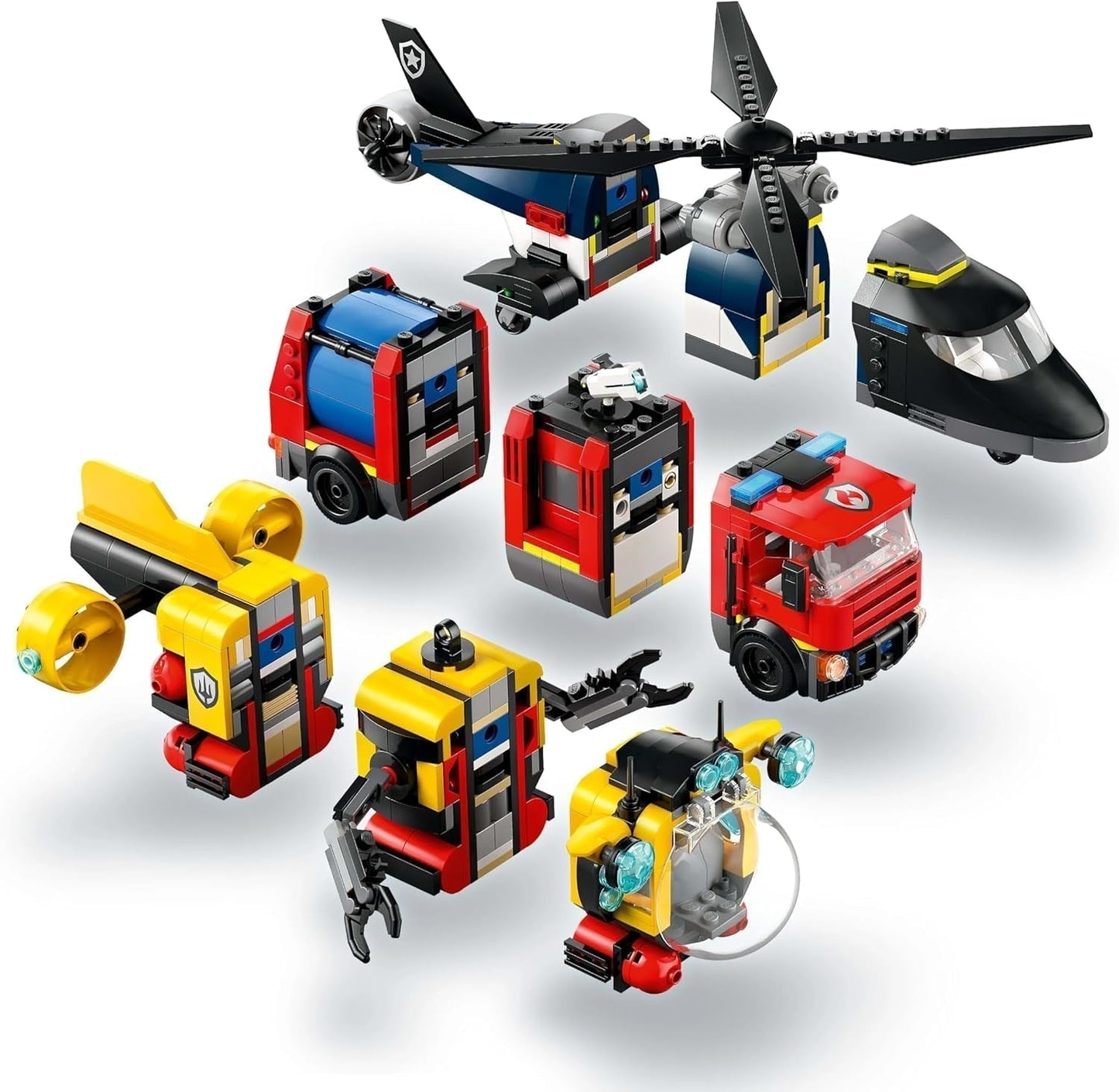 LEGO City Combo Set med helikopter, lejonbil och ubåt och 3 minifigurer - Byggbara leksaksfordon för pojkar och flickor från 7 år - Födelsedags- och semesterpresent 60462 Byggset Besuche den LEGO-Store