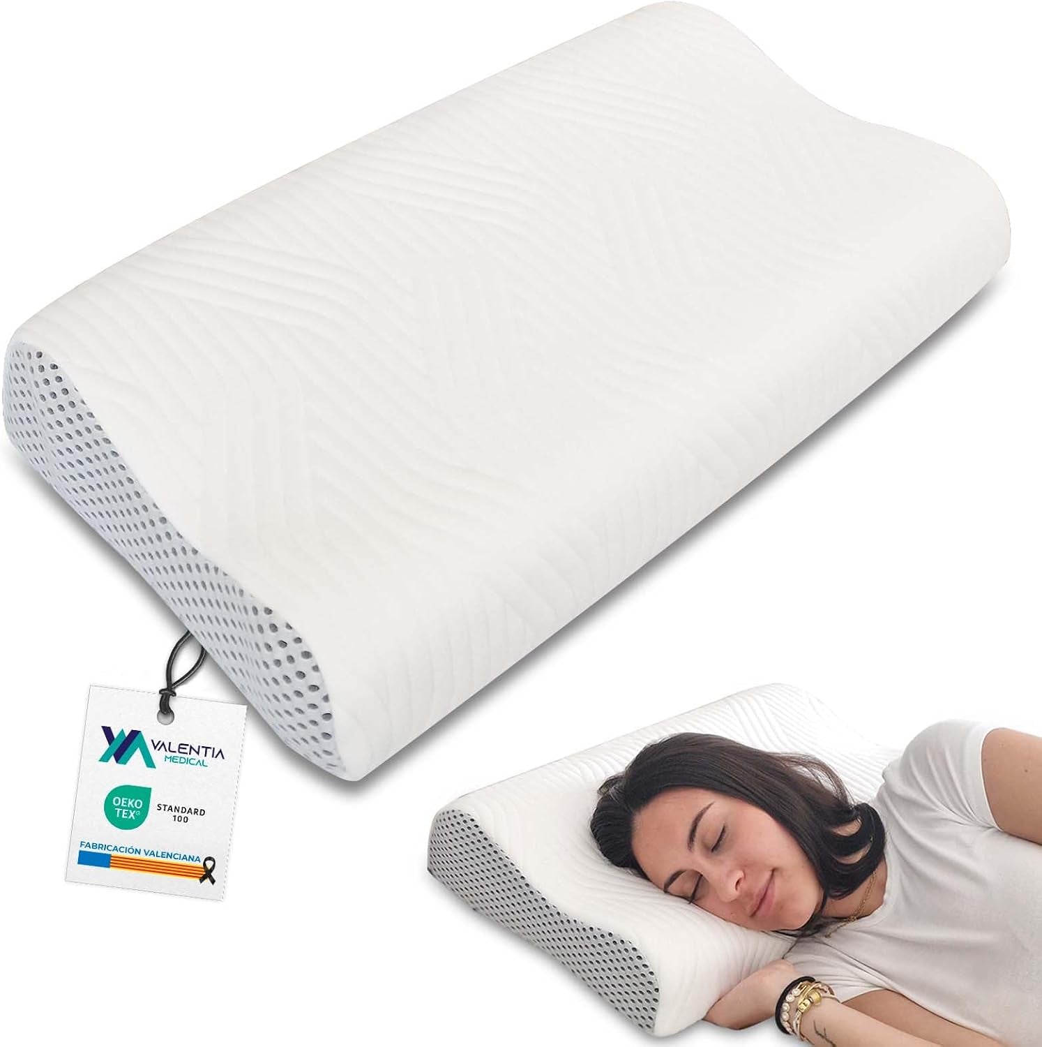 Valentia Medical - Memory Foam Neck Support Pillow Orthopedic Pillow Neck Pain Pillow Memory Foam Neck Pillow Ultra Soft Washable Cover Cervical Orthopedic Pillows Naty Shop Default Title