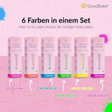 Goodbake Neonlebensmittelfarben 6 Farben Set – Intensiv Lebensmittelfarbe – Lebensmittelfarbpaste – Zum Einfärben Von Torten, Fondant, Buttercreme Uvm. – 100 % vegansk Naty Shop