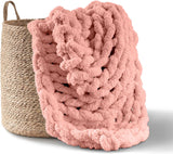 Chunky stickad filt, kast, 100% handstickad med jumbo chenillegarn (127 X 152,4 Cm, lila grå) Sängar och filtar Adyrescia Shell rosa 50 "X60"