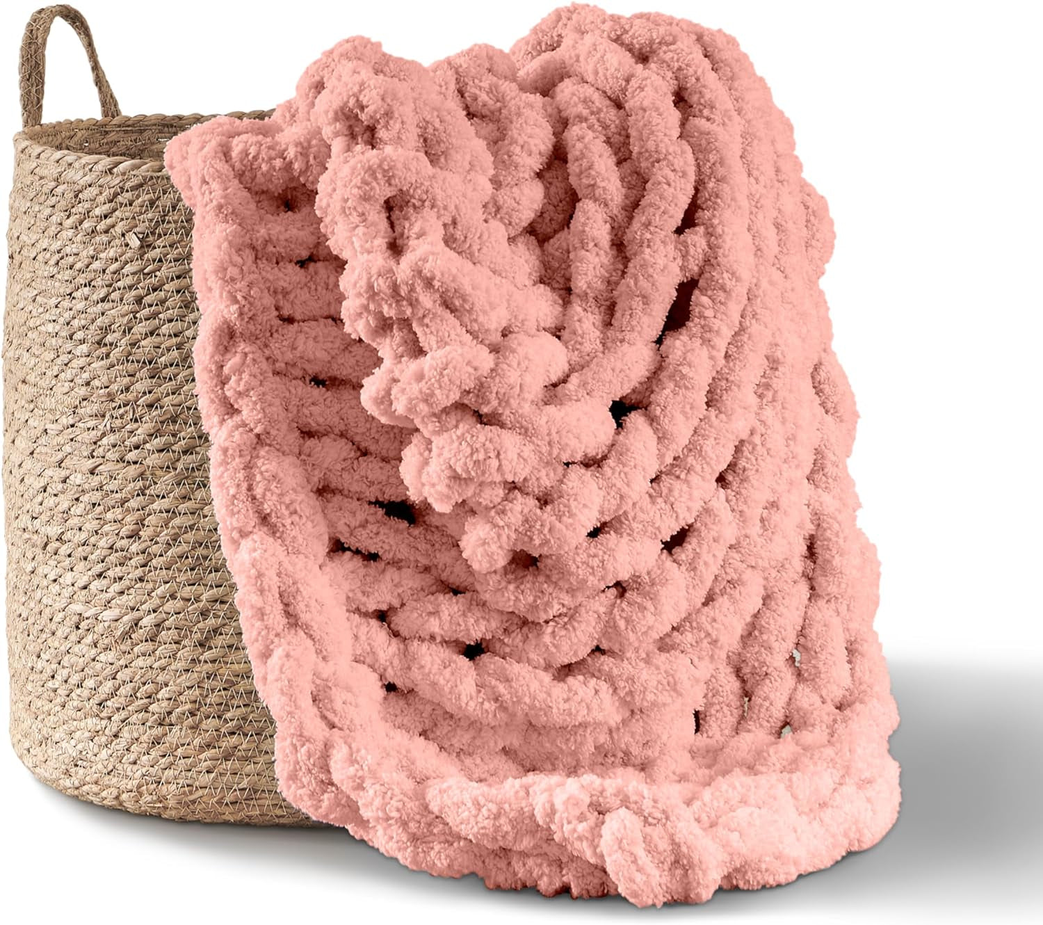 Chunky stickad filt, kast, 100% handstickad med jumbo chenillegarn (127 X 152,4 Cm, lila grå) Sängar och filtar Adyrescia Shell rosa 50 "X60"
