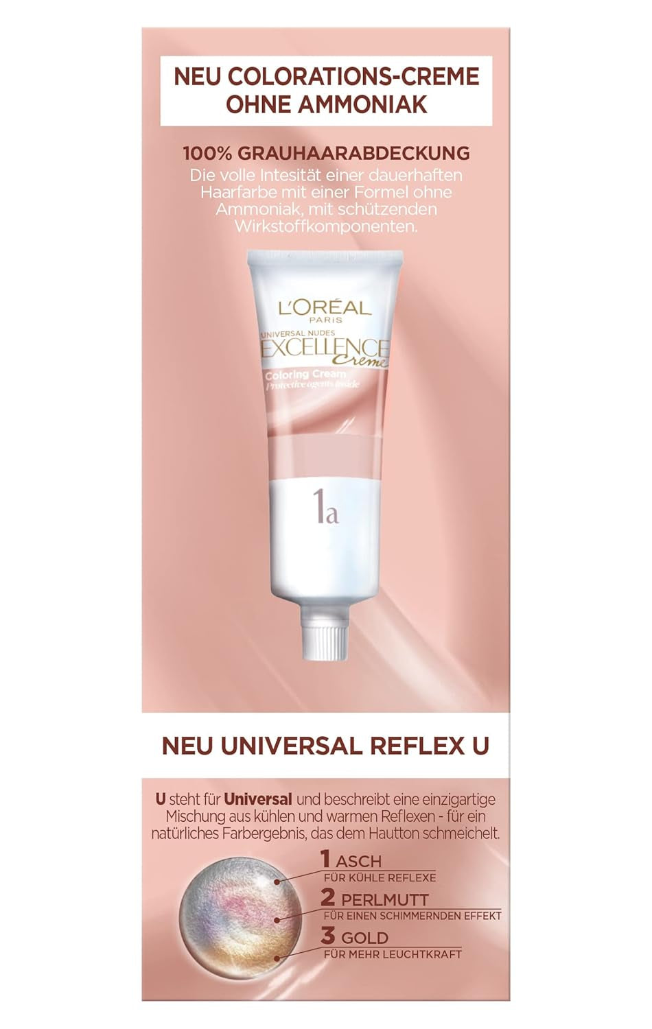 L'Oréal Paris Permanent hårfärgning för varje hudton, färgning utan ammoniak, universella nakentoner med full täckning av grått hår, Excellence Creme, nr. 5U ljus kastanj (brun), 1 st Naty Shop hårfärgningsmedel