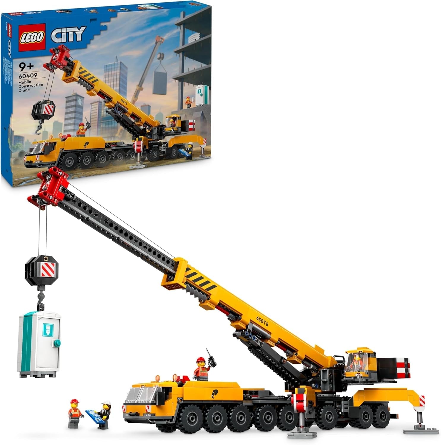 LEGO City Mobile Construction Crane Byggleksak för pojkar och flickor Kreativa barn Present Lång förlängbar arm 4 Byggnadsarbetares minifigurer för rollspel 60409 Byggset Besuche den LEGO-Store Standardtitel