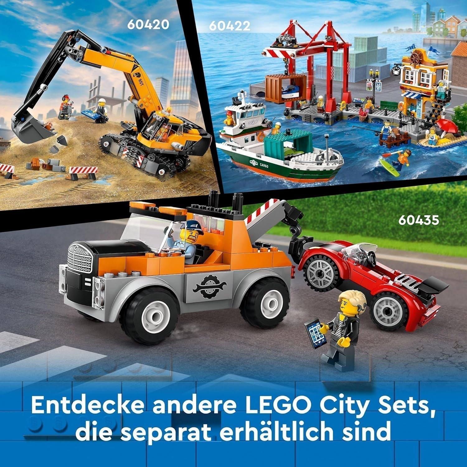 LEGO City hamn med lastfartyg, byggleksak för pojkar och flickor från 8 år, presentidé för barn, containerkran, leksaksfartyg och 8 minifigurer 60422 Byggset Besuche den LEGO-Store