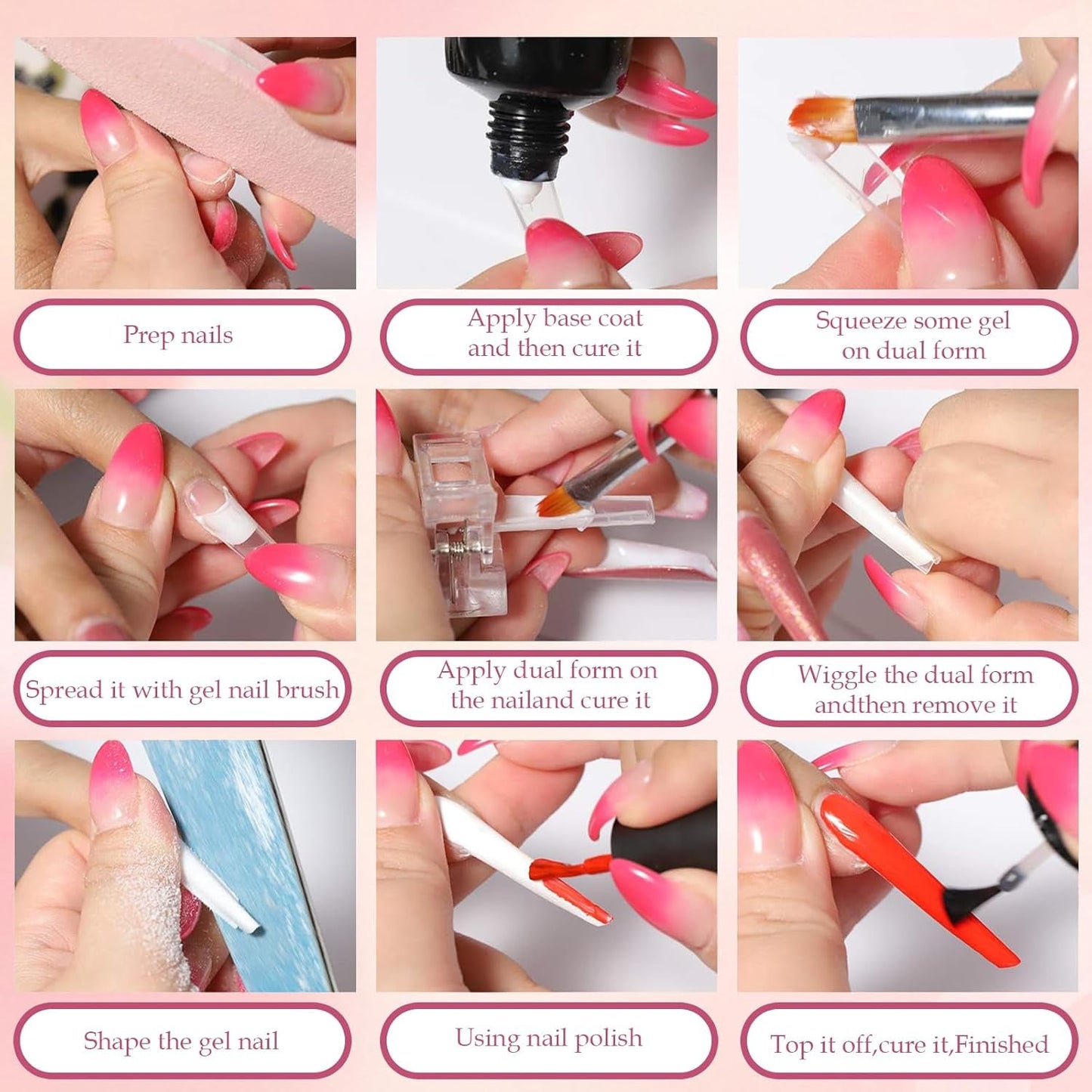 288 Dual Nail Forms Set, Dual Shape Nail Art Set, 12 Nail Extension Forms, Gel Nail Forms, Lämplig för nybörjare och manikyrister